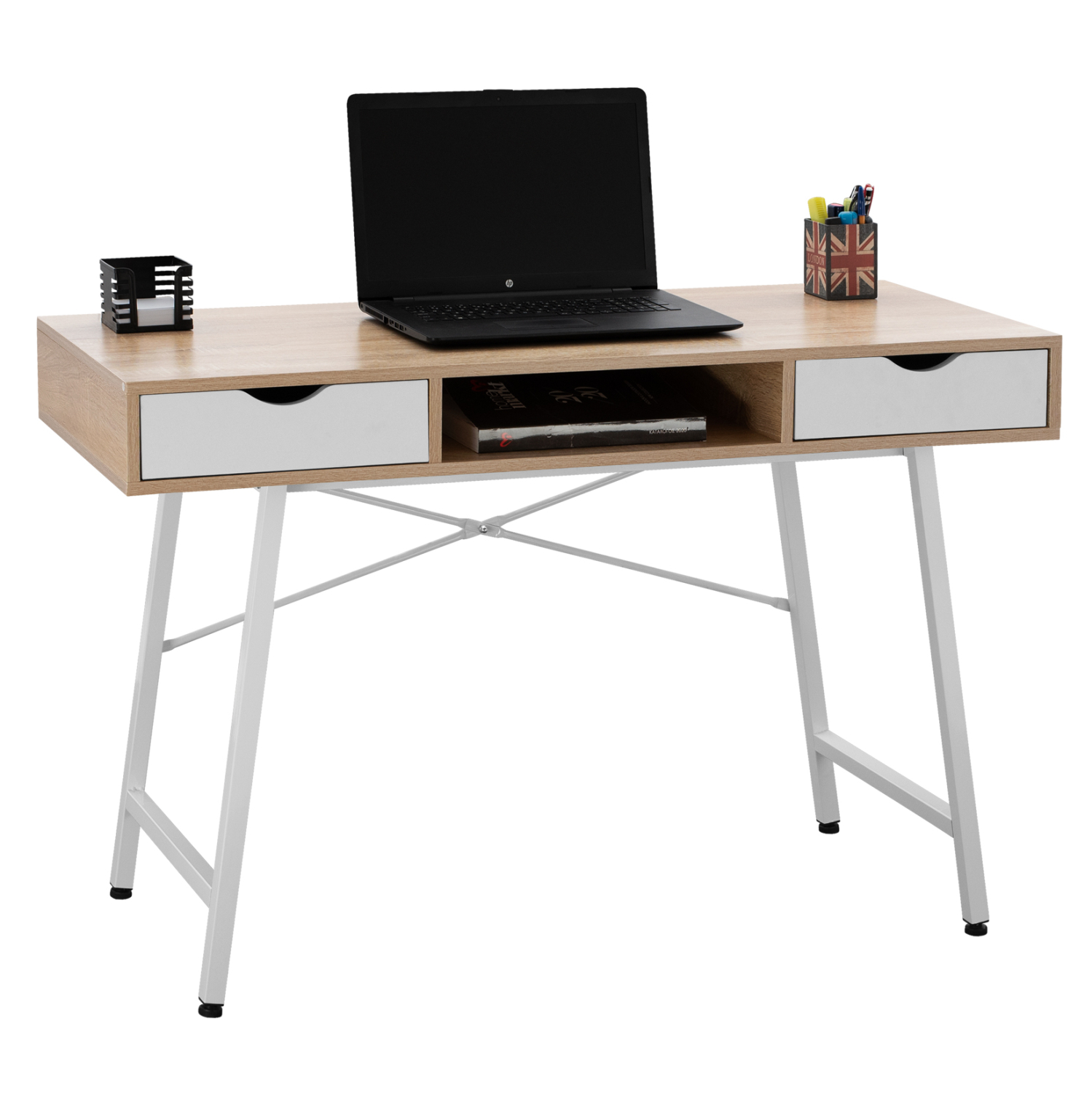grafeio-fb9212801-sonama-leyko-me-leyko-45 ΓΡΑΦΕΙΟ HM2128.01 SONAMA-ΛΕΥΚΟ ΜΕ ΛΕΥΚΟ ΜΑΤ ΣΚΕΛΕΤΟ 120Χ48Χ76,5 εκ. - Image 1