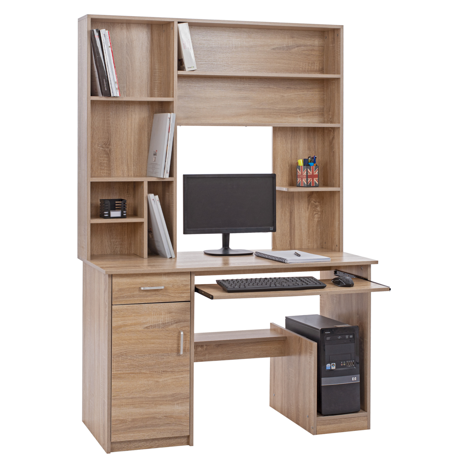 grafeio-me-bibliothiki-rafiera-status-fb ΓΡΑΦΕΙΟ ΜΕ ΒΙΒΛΙΟΘΗΚΗ-ΡΑΦΙΕΡΑ STATUS HM2032.02 SONOMA 120X55X182 - Image 1
