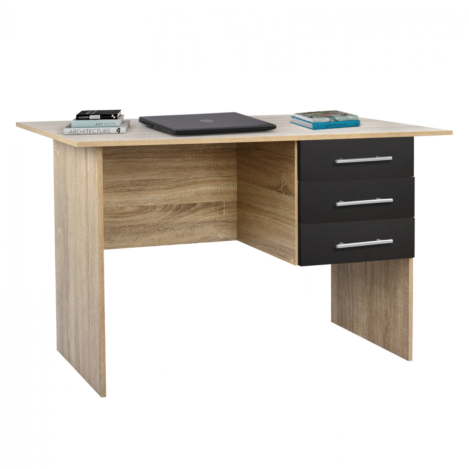 grafeio-melaminis-fb9202904-me-3-syrtari ΓΡΑΦΕΙΟ ΜΕΛΑΜΙΝΗΣ ENSLEY HM2029.04 ΜΕ 3 ΣΥΡΤΑΡΙΑ SONAMA-ΓΚΡΙ 120X60X76 εκ. - Image 1