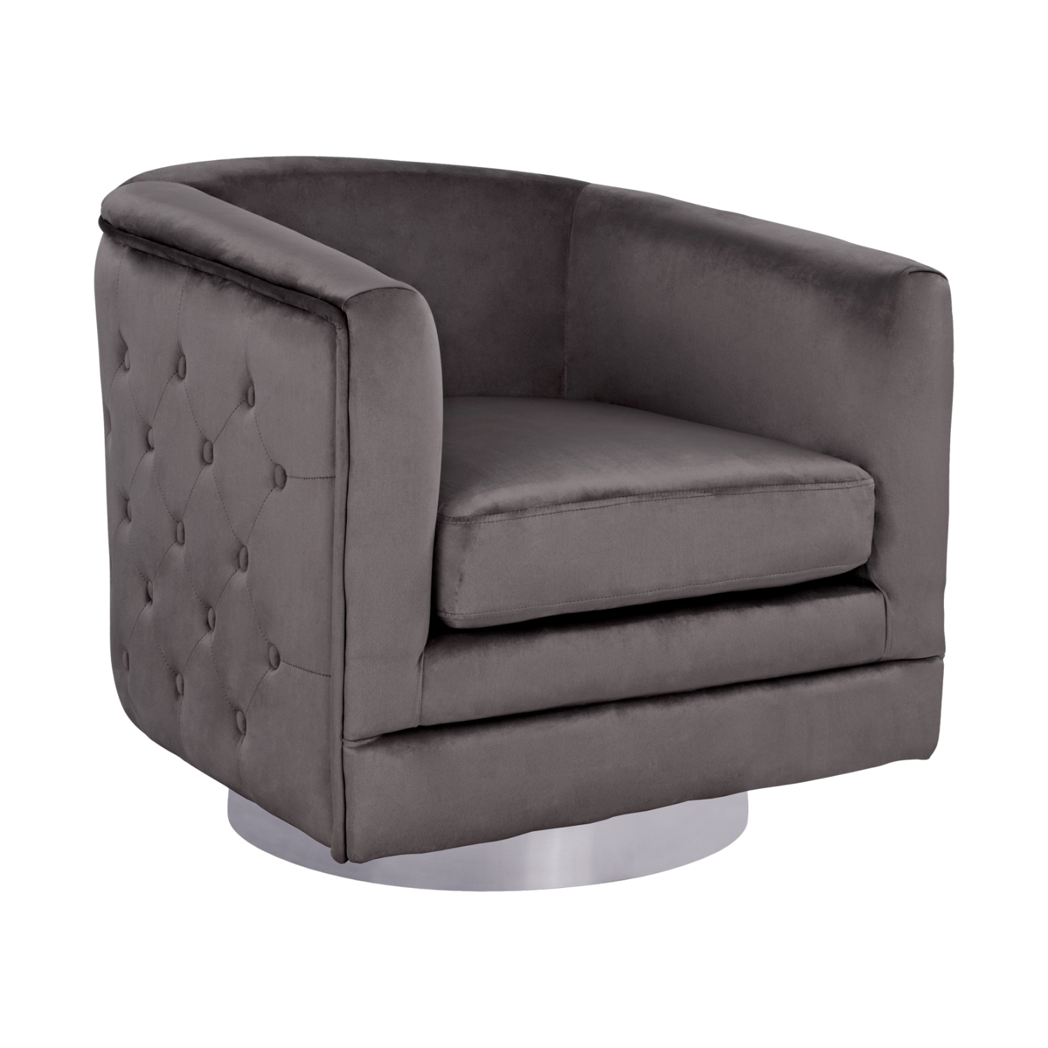 polythrona-apo-beloydo-fb9849401-se-gkri ΠΟΛΥΘΡΟΝΑ OPHELIA ΑΠΟ ΒΕΛΟΥΔΟ HM8494.01 ΣΕ ΓΚΡΙ ΑΠΟΧΡΩΣΗ ΜΕ ΑΣΗΜΙ ΒΑΣΗ 80x80x76 εκ. - Image 1