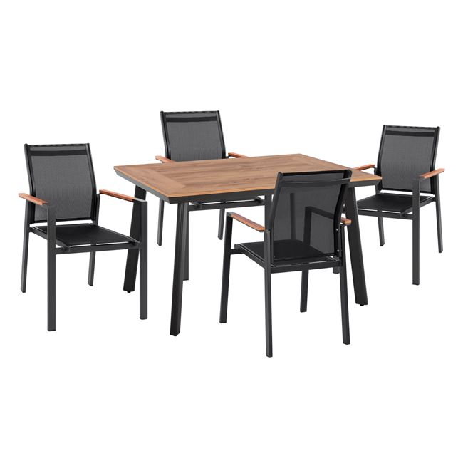 set-5-tmch-me-trapezi-polywood-polythron ΣΕΤ 5 ΤΜΧ ΜΕ ΤΡΑΠΕΖΙ POLYWOOD& ΠΟΛΥΘΡΟΝΕΣ MILLER ΓΚΡΙ HM10503.10 - Image 1