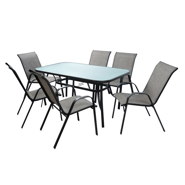 set-trapezaria-7tmch-1-trapezi-150ch906k ΣΕΤ ΤΡΑΠΕΖΑΡΙΑ 7ΤΜΧ 1 ΤΡΑΠΕΖΙ 150Χ90+6ΚΑΡΕΚΛΕΣ ΓΚΡΙ HM5119.01 - Image 1