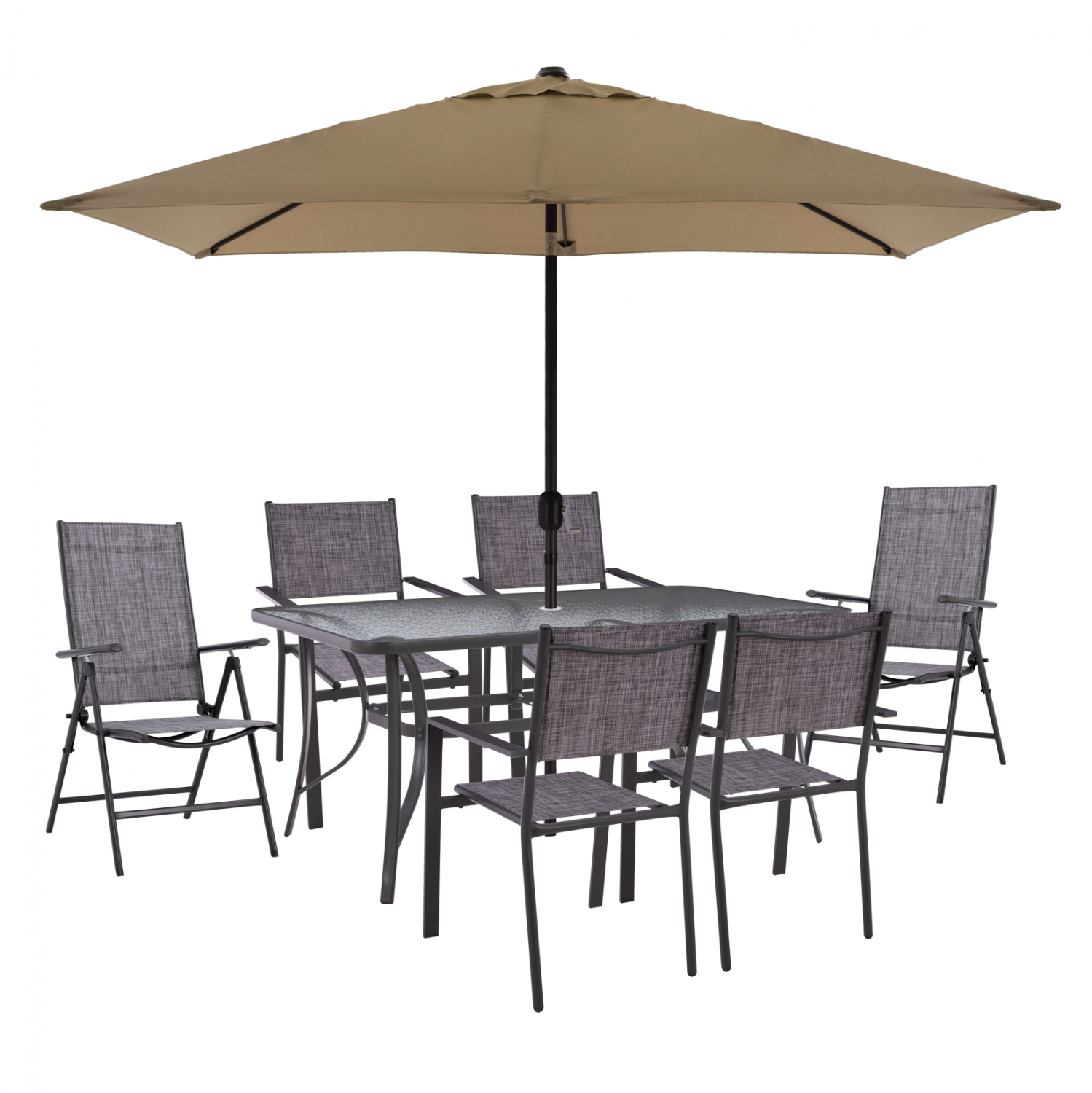 set-trapezaria-trapezi-me-omprela-moka-p ΣΕΤ ΤΡΑΠΕΖΑΡΙΑ ΤΡΑΠΕΖΙ ΜΕ ΟΜΠΡΕΛΑ ΜΟΚΑ & ΠΟΛΥΘΡΟΝΕΣ TEXTILINE & 7ΘΕΣΕΩΝ ΓΚΡΙ HM11483 - Image 1