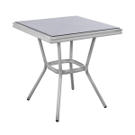 ΤΡΑΠΕΖΙ ΑΛΟΥΜΙΝΙΟΥ HARLOW 70X70X76 BAMBOO LOOK HM5568.01 ΛΕΥΚΗ ΠΑΤΙΝΑ ΜΕ ΓΥΑΛΙ