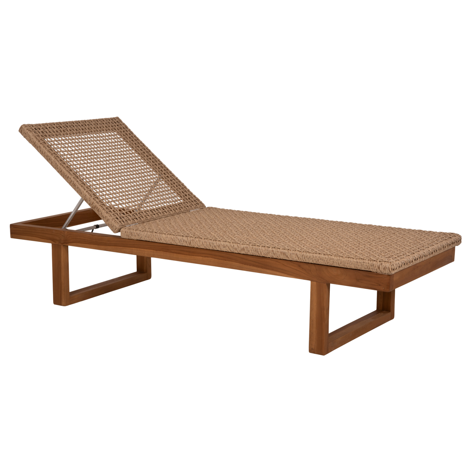 xaplostra-fb95993-teak-xylo-kai-schoini- ΞΑΠΛΩΣΤΡΑ PATRON HM5993 TEAK ΞΥΛΟ ΚΑΙ ΣΧΟΙΝΙ VIRO ΣΕ ΠΛΕΞΗ WICKER 191x65x86Yεκ. - Image 1