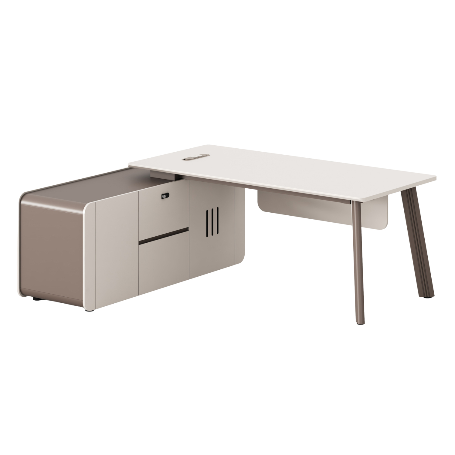 grafeio-aristeri-gonia-fb918271l-melamin ΓΡΑΦΕΙΟ ΑΡΙΣΤΕΡΗ ΓΩΝΙΑ NEWLINE HM18271L ΜΕΛΑΜΙΝΗ ΕΚΡΟΥ-ΑΝΟΙΧΤΟ ΚΑΦΕ 200x165x75Υεκ - Image 1
