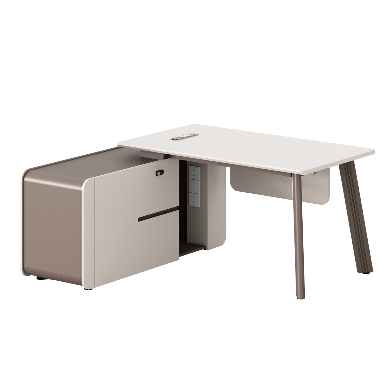 grafeio-aristeri-gonia-fb918272l-melamin ΓΡΑΦΕΙΟ ΑΡΙΣΤΕΡΗ ΓΩΝΙΑ NEWLINE HM18272L ΜΕΛΑΜΙΝΗ ΕΚΡΟΥ-ΑΝΟΙΧΤΟ ΚΑΦΕ 160x145x75Υεκ - Image 1