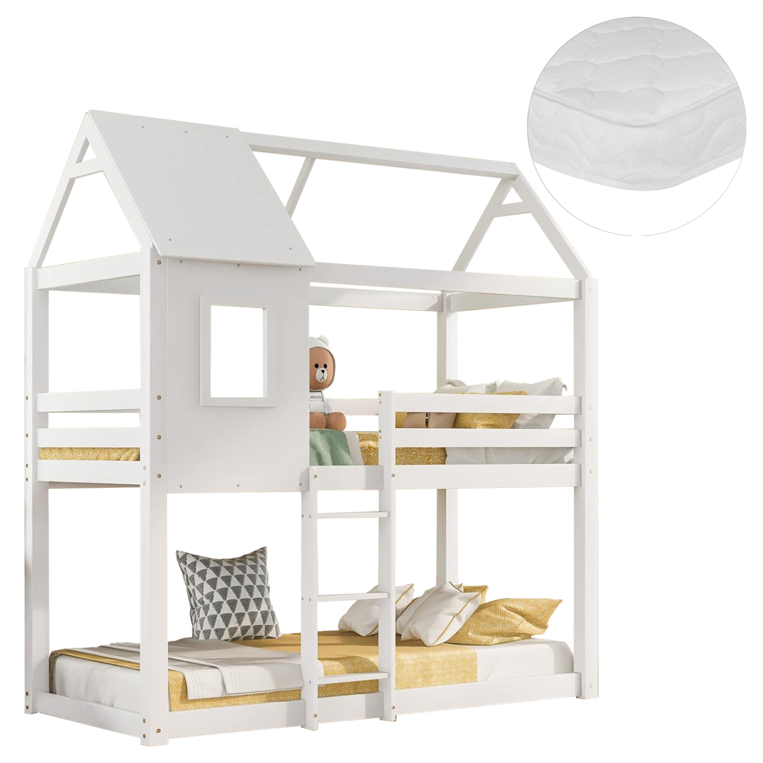 koyketa-paidiki-me-2-stromata-fb92131401 ΚΟΥΚΕΤΑ ΠΑΙΔΙΚΗ ΜΕ 2 ΣΤΡΩΜΑΤΑ HOOD HM21314.01 ΞΥΛΟ ΠΕΥΚΟΥ ΛΕΥΚΟ--ΣΤΡΩΜΑΤΑ 90x190εκ - Image 1