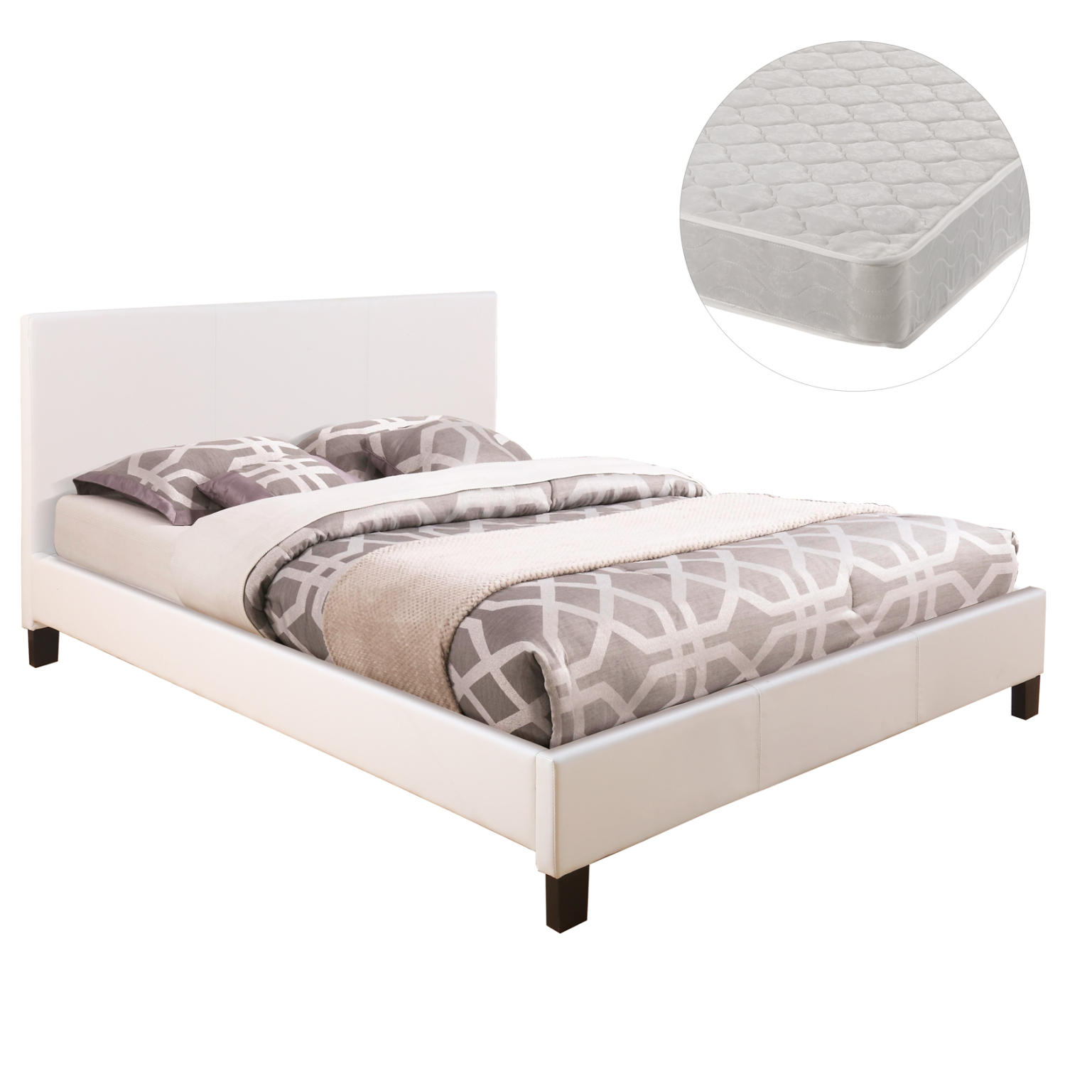 krebati-me-stroma-fb92128301-leyko-pu-gi ΚΡΕΒΑΤΙ ΜΕ ΣΤΡΩΜΑ BECCA HM21283.01 ΛΕΥΚΟ PU--ΓΙΑ 150x200εκ - Image 1