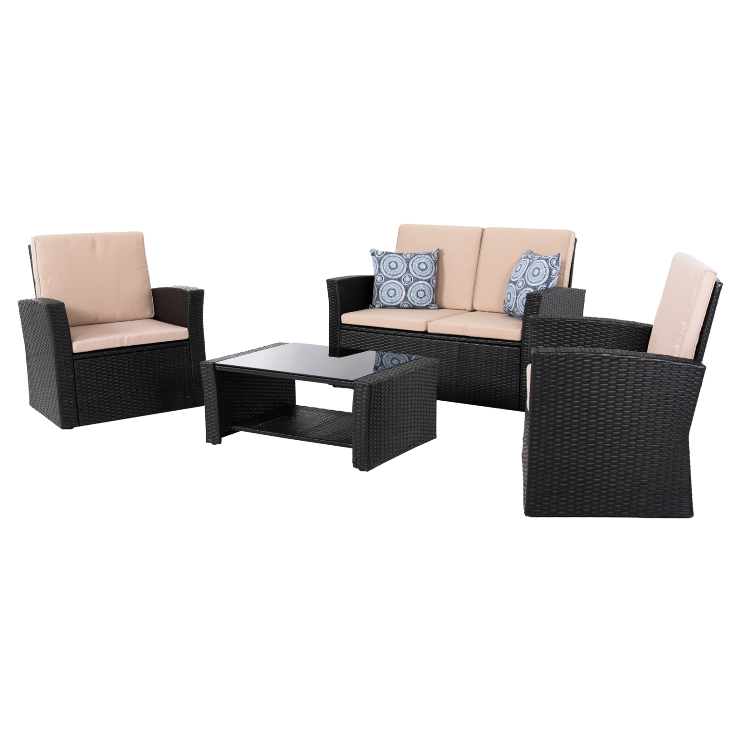saloni-exchoroy-4tmch-fb95978-synth-ratt ΣΑΛΟΝΙ ΕΞ.ΧΩΡΟΥ 4ΤΜΧ THORE HM5978 ΣΥΝΘ. RATTAN ΜΑΥΡΟ-ΜΠΕΖ ΜΑΞΙΛΑΡΙΑ - Image 1