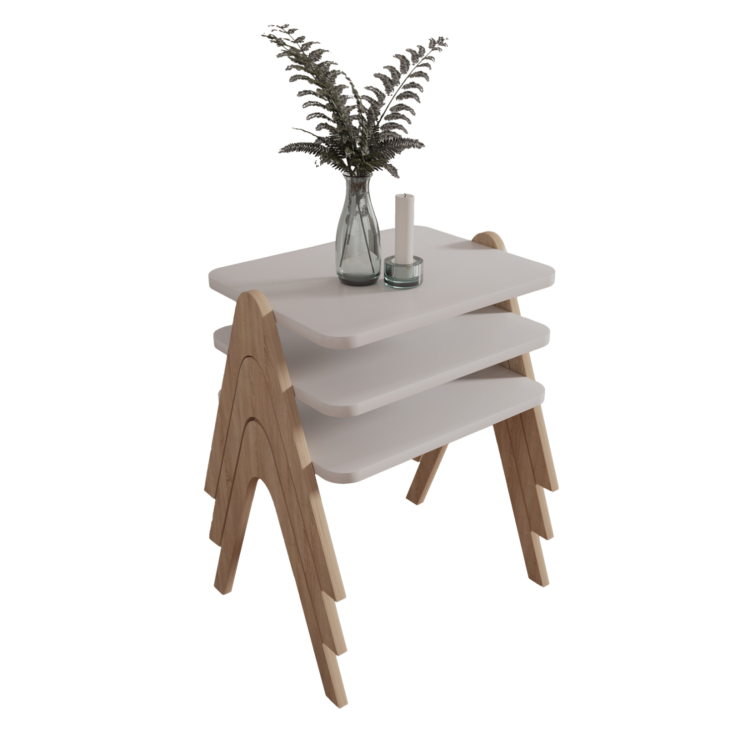 set-3tmch-boithitika-trapezakia-fb918176 ΣΕΤ 3ΤΜΧ ΒΟΗΘΗΤΙΚΑ ΤΡΑΠΕΖΑΚΙΑ REACHER HM18176.01 ΜΕΛΑΜΙΝΗ ΣΕ SONAMA-ΛΕΥΚΟ 40x30x40Υεκ. - Image 1