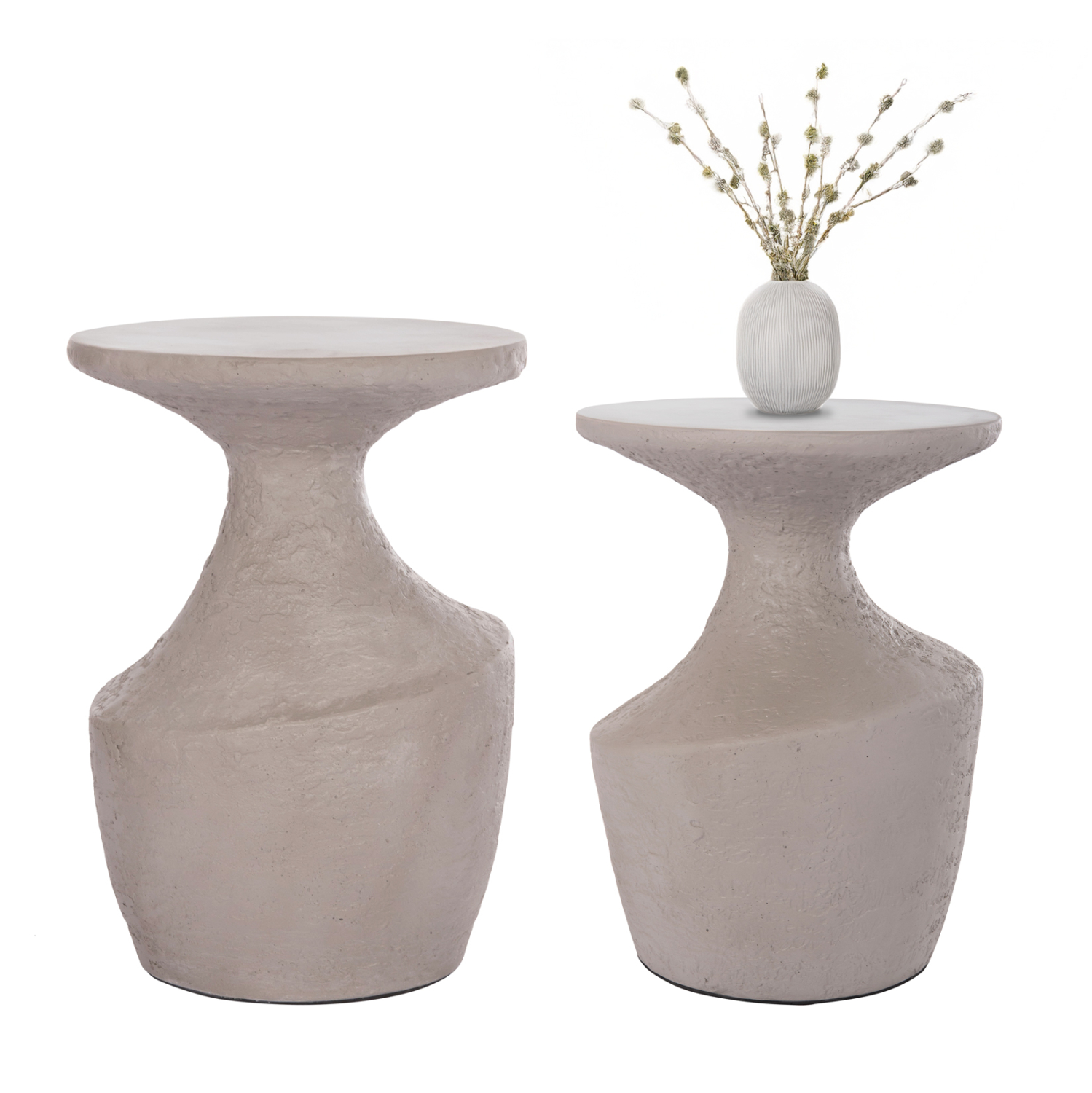 set-boithitika-trapezia-2tmch-fb92113703 ΣΕΤ ΒΟΗΘΗΤΙΚΑ ΤΡΑΠΕΖΙΑ REBON 2ΤΜΧ HM21137.03 FIBER CEMENT ΣΕ ΓΚΡΙ--Φ40εκ & Φ27,5εκ - Image 1