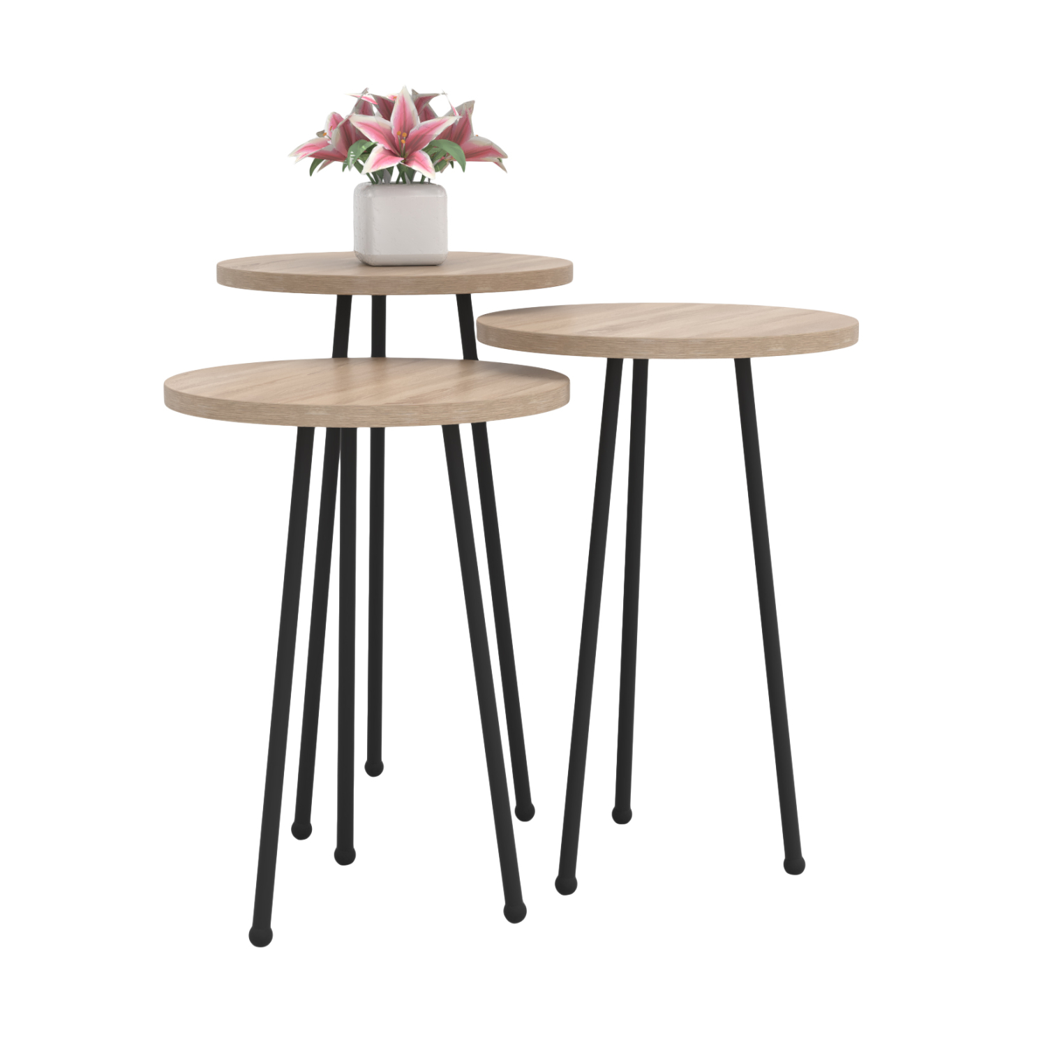 set-boithtrapezakia-fb91817403-melamini- ΣΕΤ ΒΟΗΘ.ΤΡΑΠΕΖΑΚΙΑ KISSA HM18174.03 ΜΕΛΑΜΙΝΗ ΣΕ ΣΟΝΑΜΑ-ΜΑΥΡΑ ΜΕΤΑΛ.ΠΟΔΙΑ - Image 1