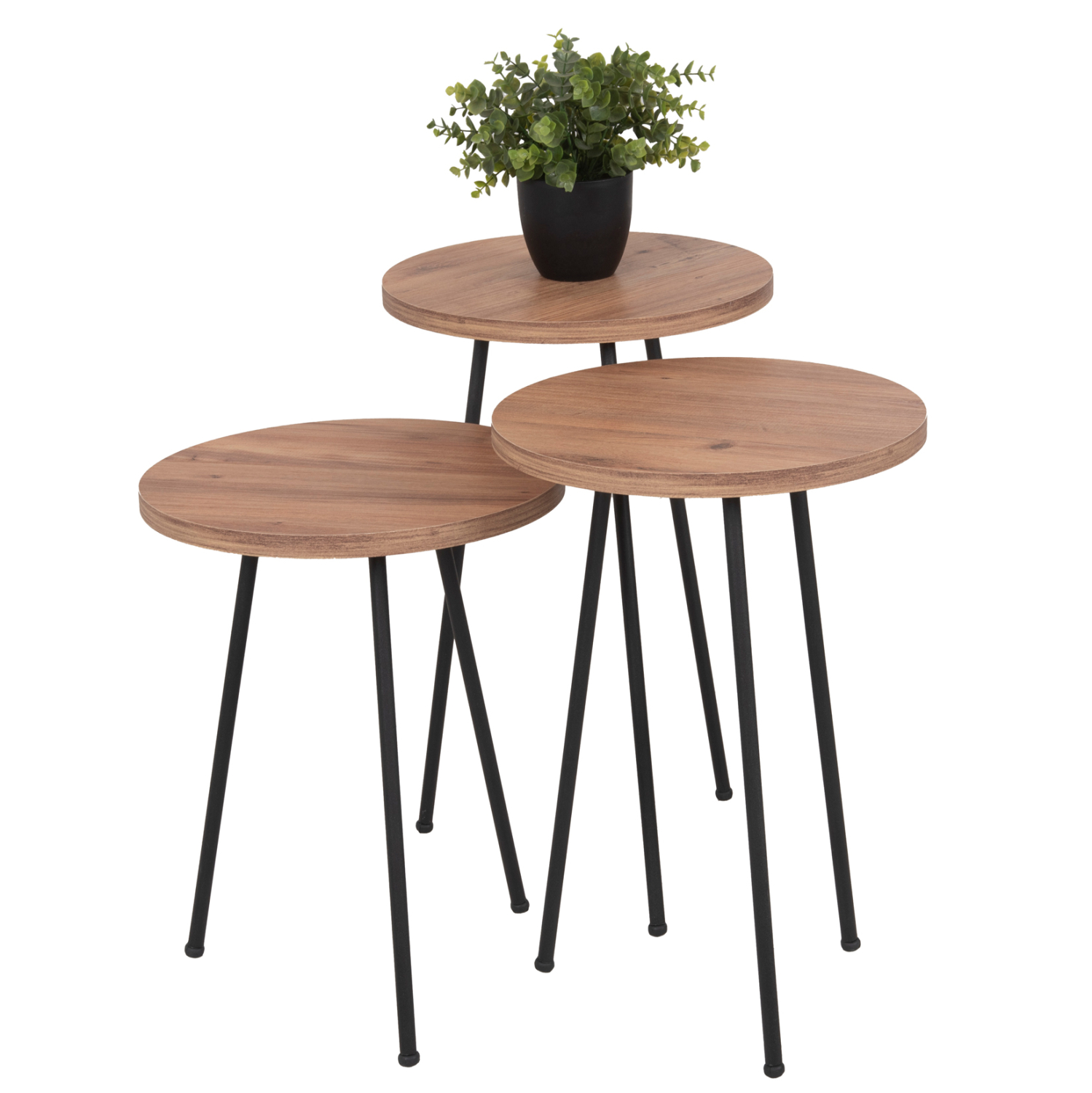 set-boithtrapezakia-fb91817404-melamini- ΣΕΤ ΒΟΗΘ.ΤΡΑΠΕΖΑΚΙΑ KISSA HM18174.04 ΜΕΛΑΜΙΝΗ ΣΕ ΦΥΣΙΚΟ-ΜΑΥΡΑ ΜΕΤΑΛ.ΠΟΔΙΑ - Image 1