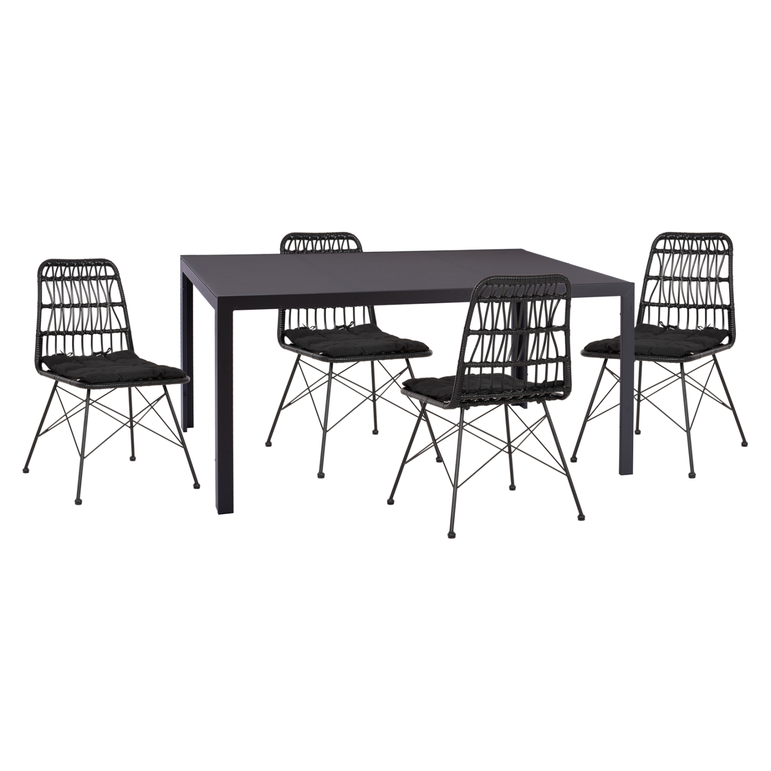 set-exchoroy-5tmch-fb921029-skoyro-gkri- ΣΕΤ ΕΞ.ΧΩΡΟΥ 5ΤΜΧ OFER HM21029 ΣΚΟΥΡΟ ΓΚΡΙ ΜΕΤΑΛΛΟ-ΜΑΥΡΟ WICKER & ΜΕΤΑΛΛΟ - Image 1