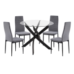 ΣΕΤ ΤΡΑΠΕΖΑΡΙΑΣ 5ΤΜΧ LADY HM21199.01 ΓΥΑΛΙ--ΜΕΤΑΛΛΟ ΣΕ ΜΑΥΡΟ & ΒΕΛΟΥΔΟ ΓΚΡΙ