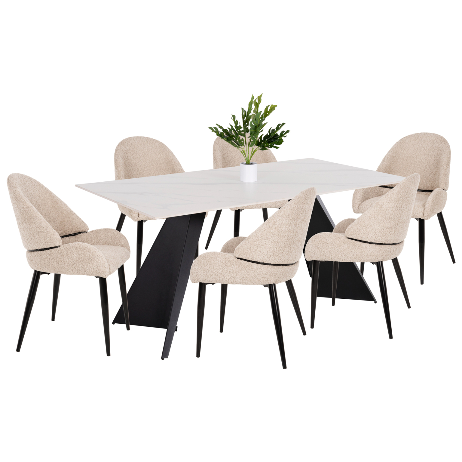 set-trapezarias-7tmch-fb921046-trapezi-m ΣΕΤ ΤΡΑΠΕΖΑΡΙΑΣ 7ΤΜΧ POSE HM21046 ΤΡΑΠΕΖΙ ΜΕ ΚΕΡΑΜΙΚΟ TOP-6 ΚΑΡΕΚΛΕΣ ΕΚΡΟΥ - Image 1