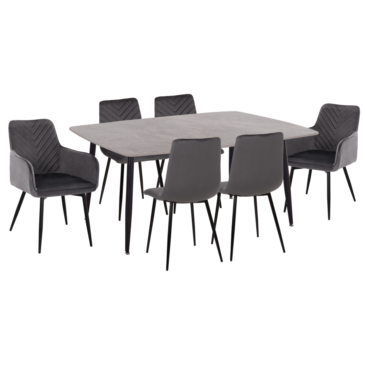 set-trapezarias-7tmch-fb92107003-keramik ΣΕΤ ΤΡΑΠΕΖΑΡΙΑΣ 7ΤΜΧ RAVEN HM21070.03 ΚΕΡΑΜΙΚΟ TOP--4 ΚΑΡΕΚΛΕΣ & 2 ΠΟΛΥΘΡΟΝΕΣ ΓΚΡΙ - Image 1