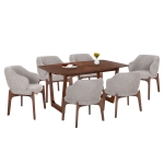 ΣΕΤ ΤΡΑΠΕΖΑΡΙΑΣ 7ΤΜΧ ABAI HM21338.02 ΤΡΑΠΕΖΙ ΑΠΟ MDF--ΚΑΡΕΚΛΕΣ ΜΕ ΜΠΟΥΚΛΕ ΥΦΑΣΜΑ