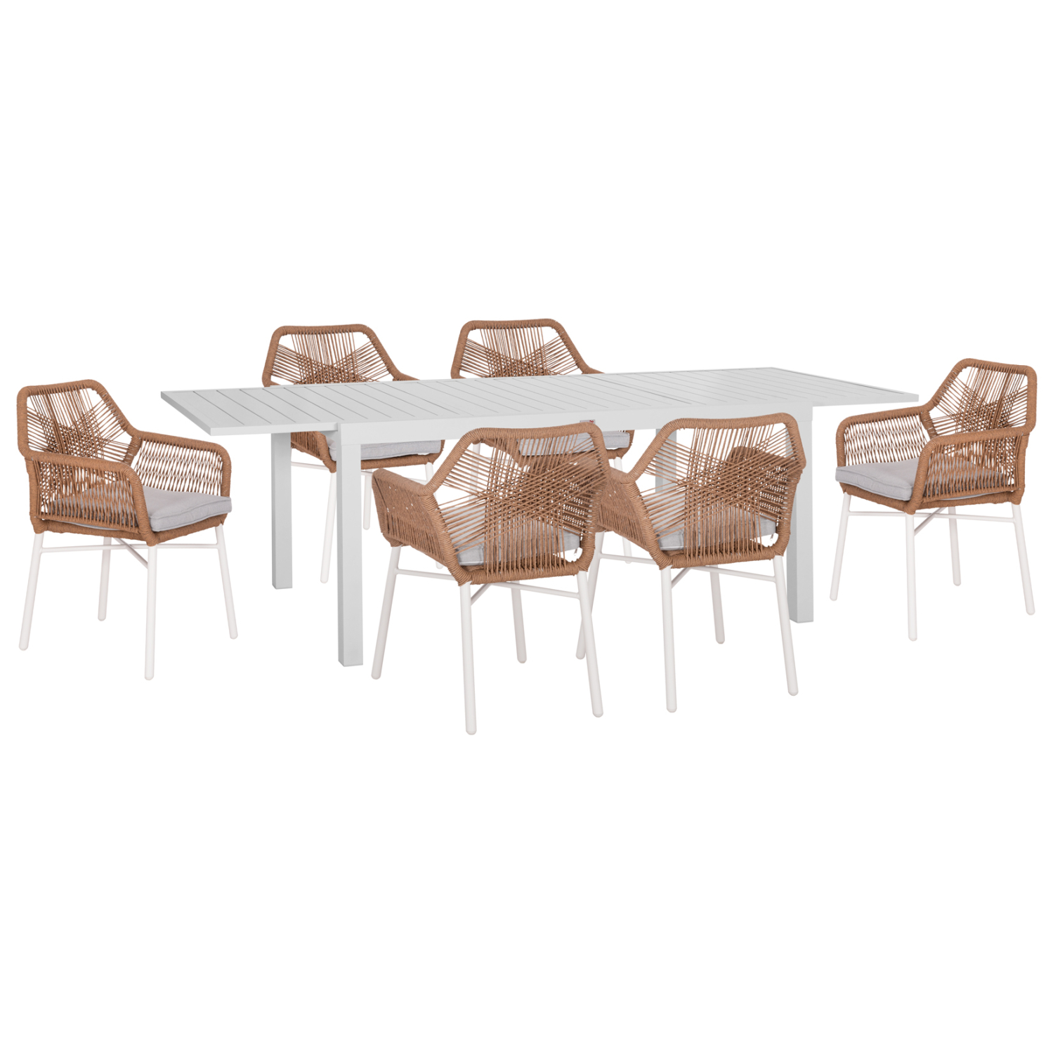 set-trapezarias-exchoroy-7tmch-fb921132- ΣΕΤ ΤΡΑΠΕΖΑΡΙΑΣ ΕΞ.ΧΩΡΟΥ 7ΤΜΧ KRUM HM21132 ΛΕΥΚΟ ΑΛΟΥΜΙΝΙΟ--P.E.TWISTED RATTAN - Image 1