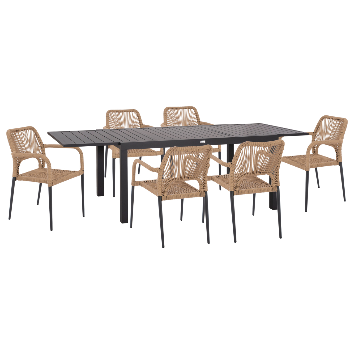 set-trapezarias-exchoroy-7tmch-fb9211320 ΣΕΤ ΤΡΑΠΕΖΑΡΙΑΣ ΕΞ.ΧΩΡΟΥ 7ΤΜΧ KRUM HM21150 ΣΚΟΥΡΟ ΓΚΡΙ ΑΛΟΥΜΙΝΙΟ-P.E.TWISTED RATTAN - Image 1