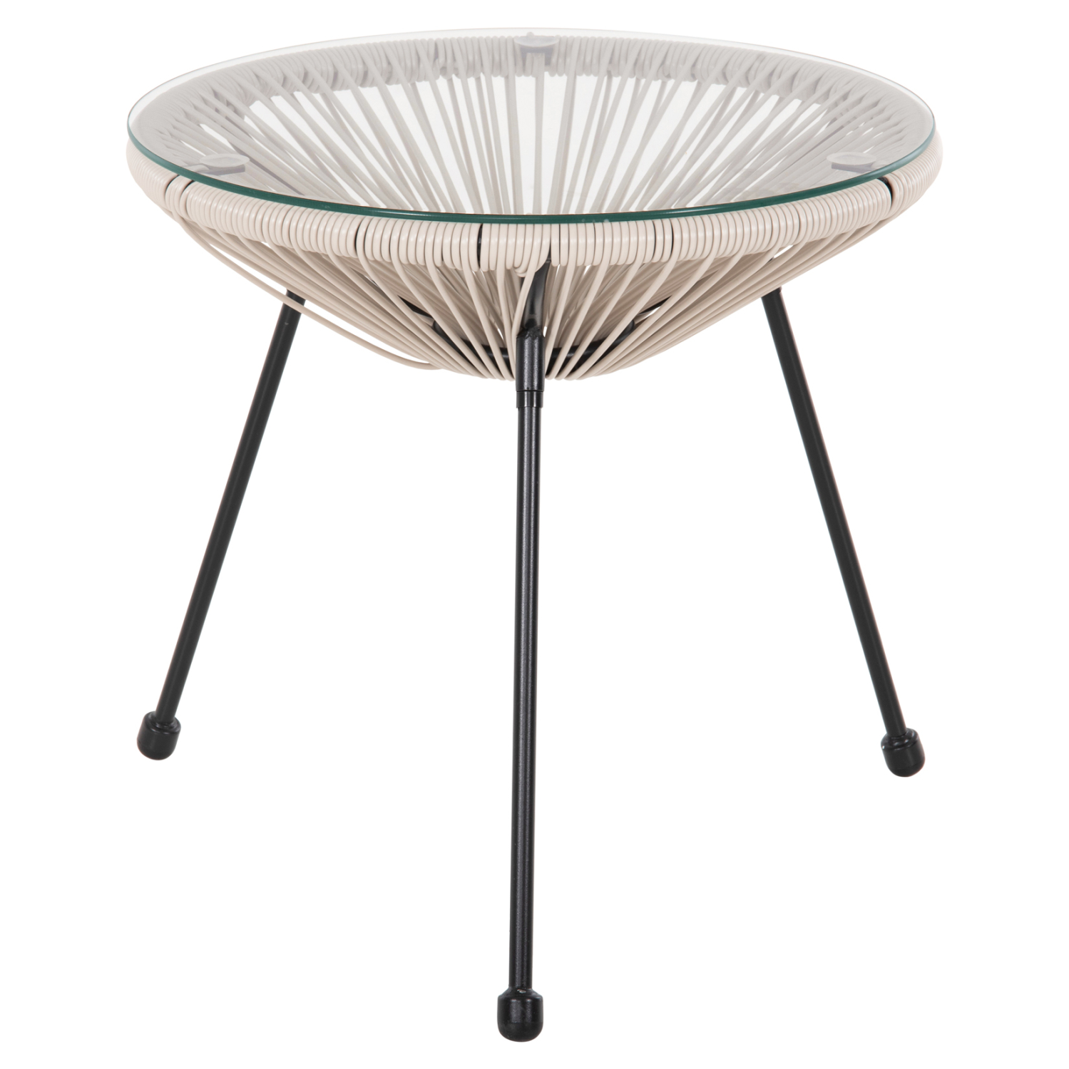 trapezi-boithitiko-fb9587403-metallo-may ΤΡΑΠΕΖΙ ΒΟΗΘΗΤΙΚΟ ALLEGRA HM5874.03 ΜΕΤΑΛΛΟ ΜΑΥΡΟ-ΣΥΝΘ. RATTAN ΜΠΕΖ Φ47x45Yεκ. - Image 1