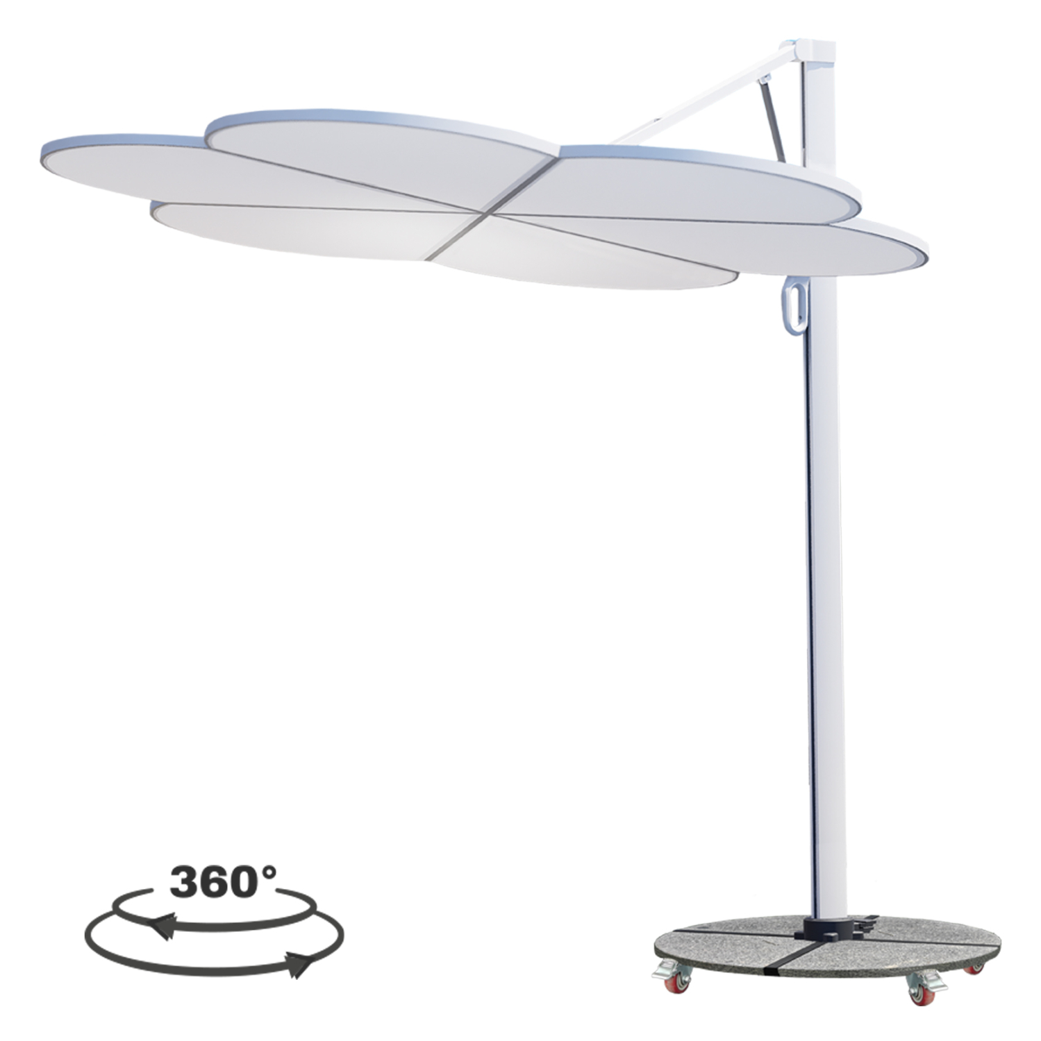 omprela-me-basi-flower-fb92128602-aloymi ΟΜΠΡΕΛΑ ΜΕ ΒΑΣΗ ΣΕΙΡΑ CANNOPY (flower) HM21286.02 ΑΛΟΥΜΙΝΙΟ-ΓΡΑΝΙΤΗΣ-ΛΕΥΚΟ 2,38x2,2μ - Image 1