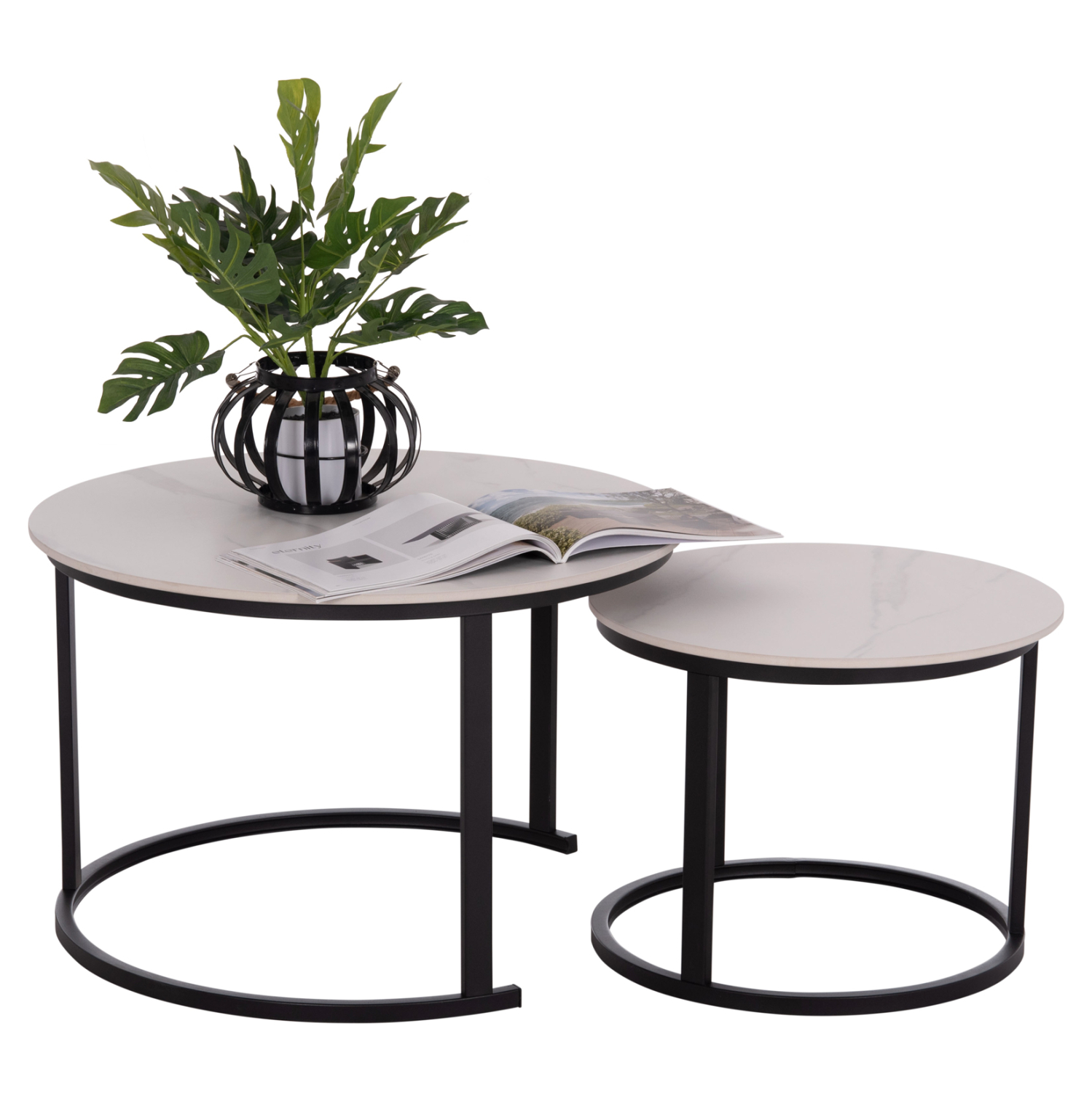 trapezia-salonioy-set-2tmch-fb91814001-k ΤΡΑΠΕΖΙA ΣΑΛΟΝΙΟΥ ΣΕΤ 2ΤΜΧ TALOS ΚΕΡΑΜΙΚΟ TOP ΜΕ ΟΨΗ ΛΕΥΚΟΥ ΜΑΡΜΑΡΟΥ HM18140.01 Φ70+Φ50 - Image 1