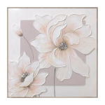 Πίνακας Canvas 3D με Ανάγλυφα Λουλούδια σε Λευκό & Μπεζ με Κορνίζα 80×80 εκ. - Image 2