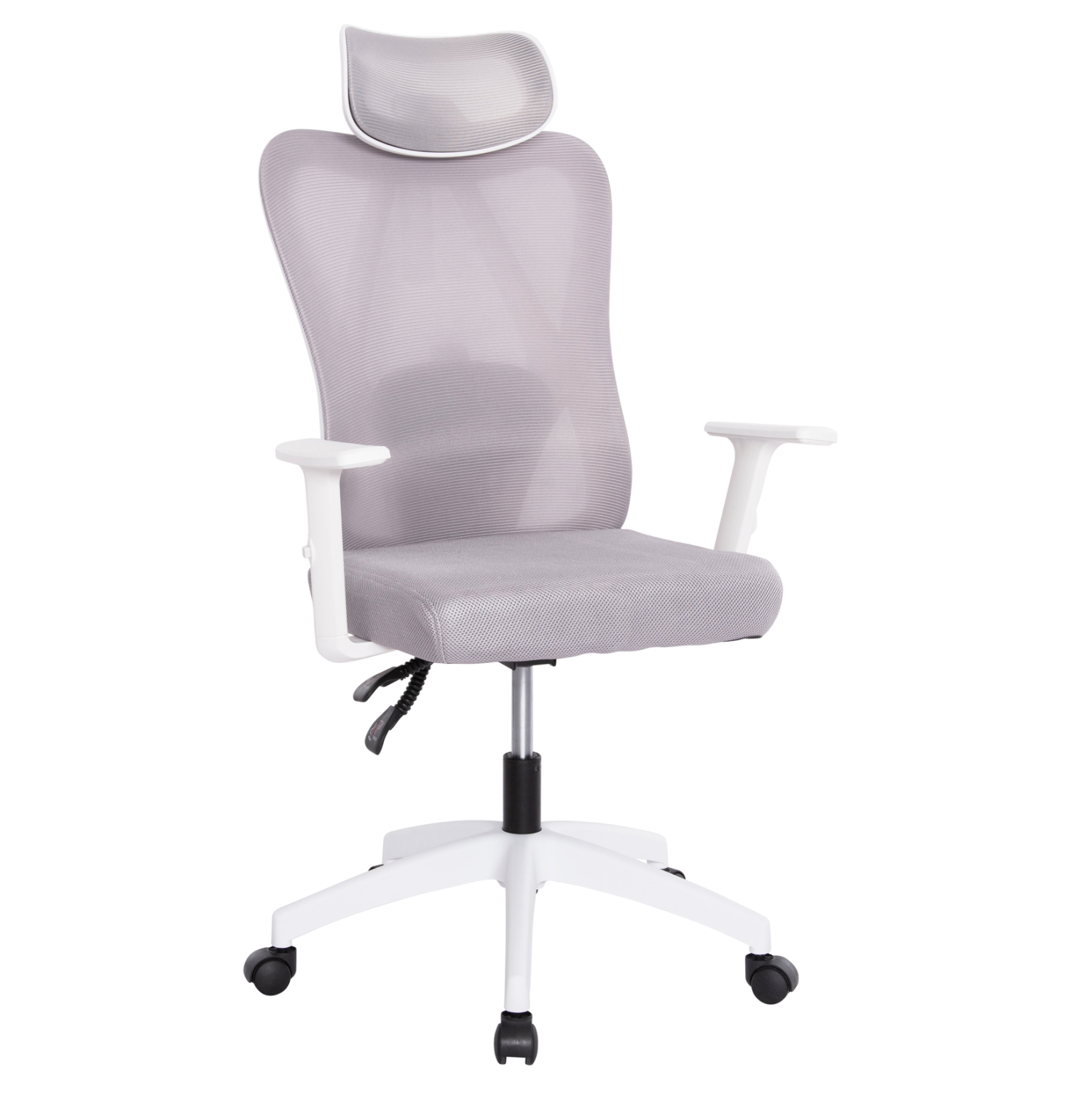 karekla-grafeioy-fb9119502-gkri-mesh-pp- ΚΑΡΕΚΛΑ ΓΡΑΦΕΙΟΥ MEXER HM1195.02 ΓΚΡΙ MESH-PP ΒΑΣΗ-ΣΚΕΛΕΤΟΣ ΛΕΥΚΟΣ 68x70x136Υεκ. - Image 1