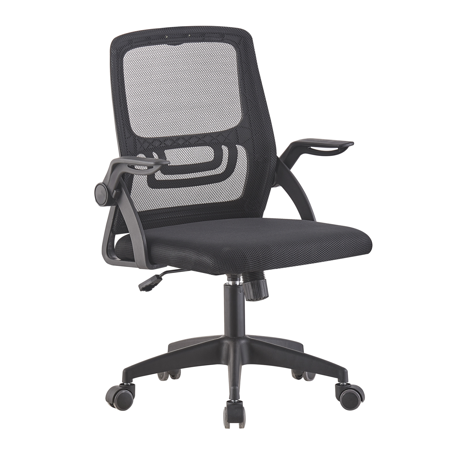 karekla-grafeioy-fb9122001-mayro-mesh-ba ΚΑΡΕΚΛΑ ΓΡΑΦΕΙΟΥ NETTIS HM1220.01 ΜΑΥΡO MESH-ΒΑΣΗ ΠΟΛΥΠΡΟΠΥΛΕΝΙΟΥ 47x47x109-119Υεκ - Image 1