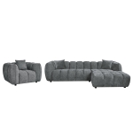 ΣΕΤ ΚΑΝΑΠΕΣ ΓΩΝΙΑ (ΔΕΞΙΑ)-ΠΟΛΥΘΡΟΝΑ LOUNGE LYKKE HM10820.01R ΓΚΡΙ ΥΦΑΣΜΑ