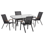 ΣΕΤ ΤΡΑΠΕΖΑΡΙΑΣ 5ΤΜΧ BRUNO HM10729.03 ΚΑΡΕΚΛΕΣ ΜΕΤΑΛΛΙΚΕΣ & ΤΡΑΠΕΖΙ 150x90εκ ΜΑΥΡΟ