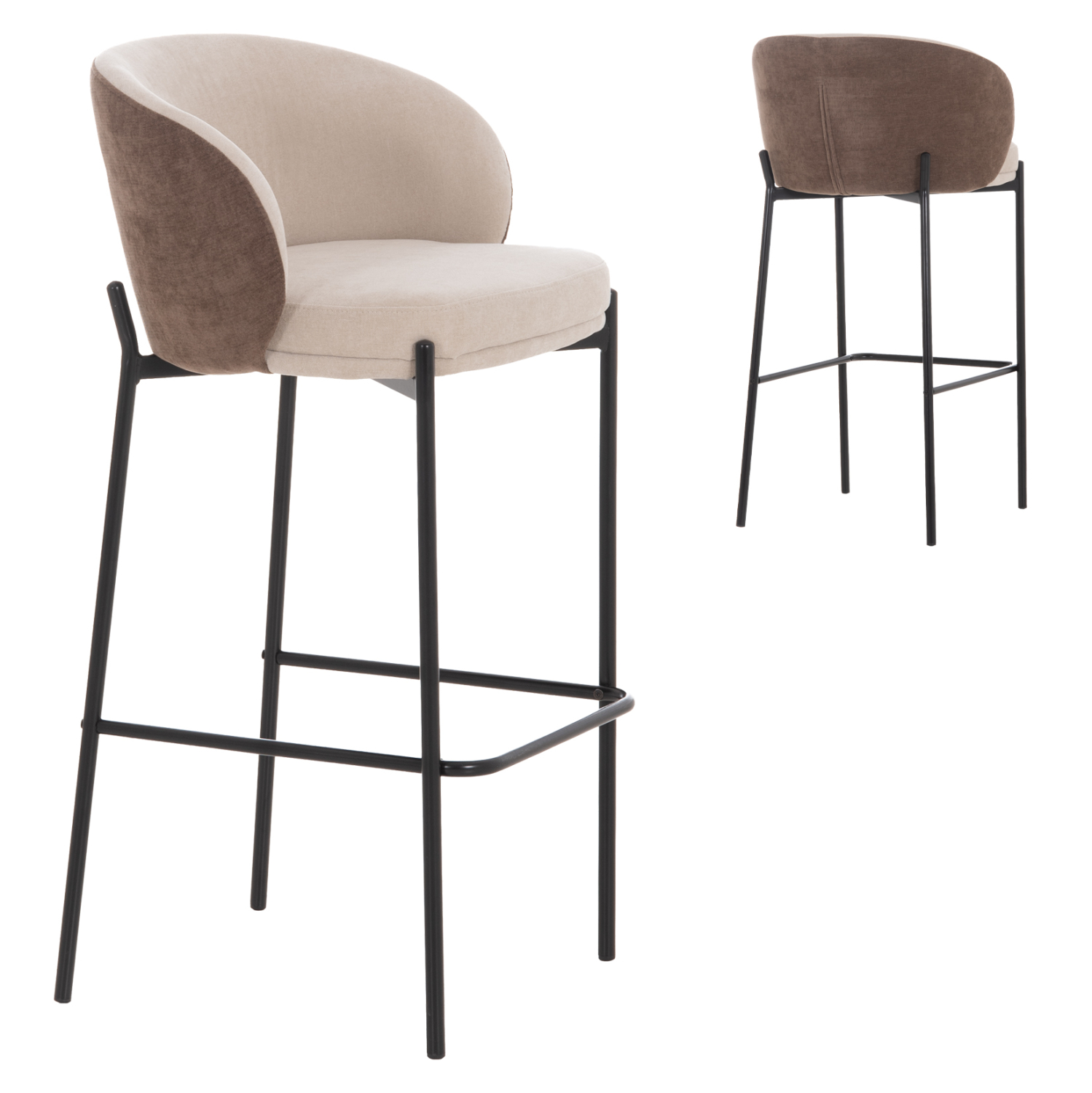 skampo-mpar-fb91843002-mpez-kafe-yfasma- ΣΚΑΜΠΟ ΜΠΑΡ DETTON HM18430.02 ΜΠΕΖ/ΚΑΦΕ ΥΦΑΣΜΑ-ΜΕΤΑΛ.ΜΑΥΡΟΣ ΣΚΕΛΕΤΟΣ 55x50x97Υεκ - Image 1