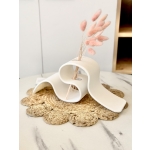 Ayla – 3D Printed  Κυματιστό Βάζο για Αποξηραμένα Λευκό Ματ 32,5×9,5×13,5 εκ. - Image 5