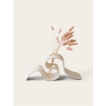 Ayla – 3D Printed  Κυματιστό Βάζο για Αποξηραμένα Λευκό Ματ 32,5×9,5×13,5 εκ. - Image 2