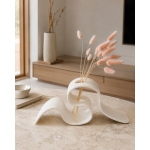 Ayla – 3D Printed  Κυματιστό Βάζο για Αποξηραμένα Λευκό Ματ 32,5×9,5×13,5 εκ.