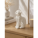 NALA – 3D Printed Λευκή Σατινέ Διακοσμητική Γάτα 6 × 4,5 × 10 εκ.