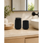 Σετ Μπάνιου 2τμχ Μαύρο Ματ ABS – Dispenser & Ποτηράκι