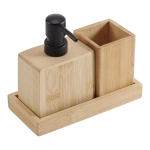 Σετ Μπάνιου 3τμχ από Φυσικό Bamboo – Dispenser, Θήκη & Βάση - Image 2