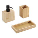 Σετ Μπάνιου 3τμχ από Φυσικό Bamboo – Dispenser, Θήκη & Βάση - Image 3
