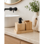 Σετ Μπάνιου 3τμχ από Φυσικό Bamboo – Dispenser, Θήκη & Βάση