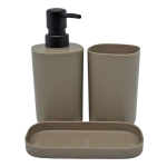 Σετ Αξεσουάρ Μπάνιου 3τμχ Taupe Ματ – Dispenser, Ποτηροθήκη & Σαπουνοθήκη - Image 2