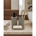 Σετ Αξεσουάρ Μπάνιου 3τμχ Taupe Ματ – Dispenser, Ποτηροθήκη & Σαπουνοθήκη