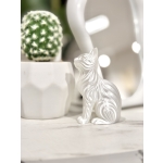NALA – 3D Printed Λευκή Σατινέ Διακοσμητική Γάτα 6 × 4,5 × 10 εκ. - Image 4