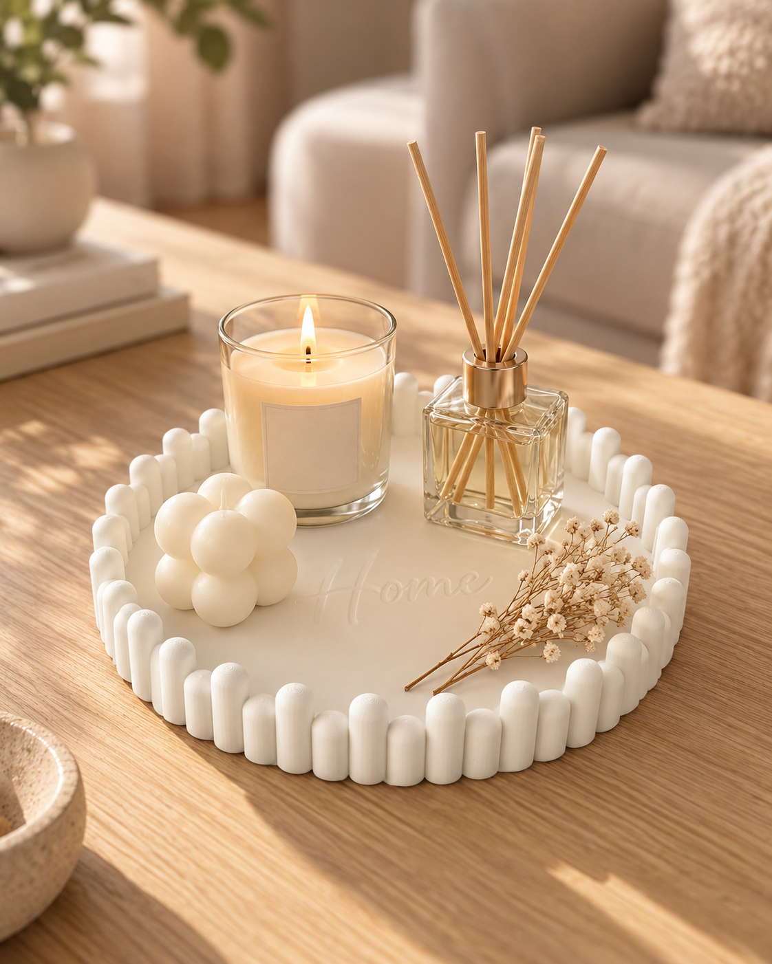 770b712d-f2ad-4949-aefd-73d382249e47 Διακοσμητικός Δίσκος Castle Tray 23×23×3,5 cm –Λευκός Matte - Image 1