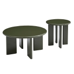 ΣΕΤ 2 ΤΡΑΠΕΖΙΑ ΣΑΛΟΝΙΟΥ FLIX HM18452.07 MDF ΣΕ GLOSSY ΠΡΑΣΙΝΟ Φ80 & Φ50εκ